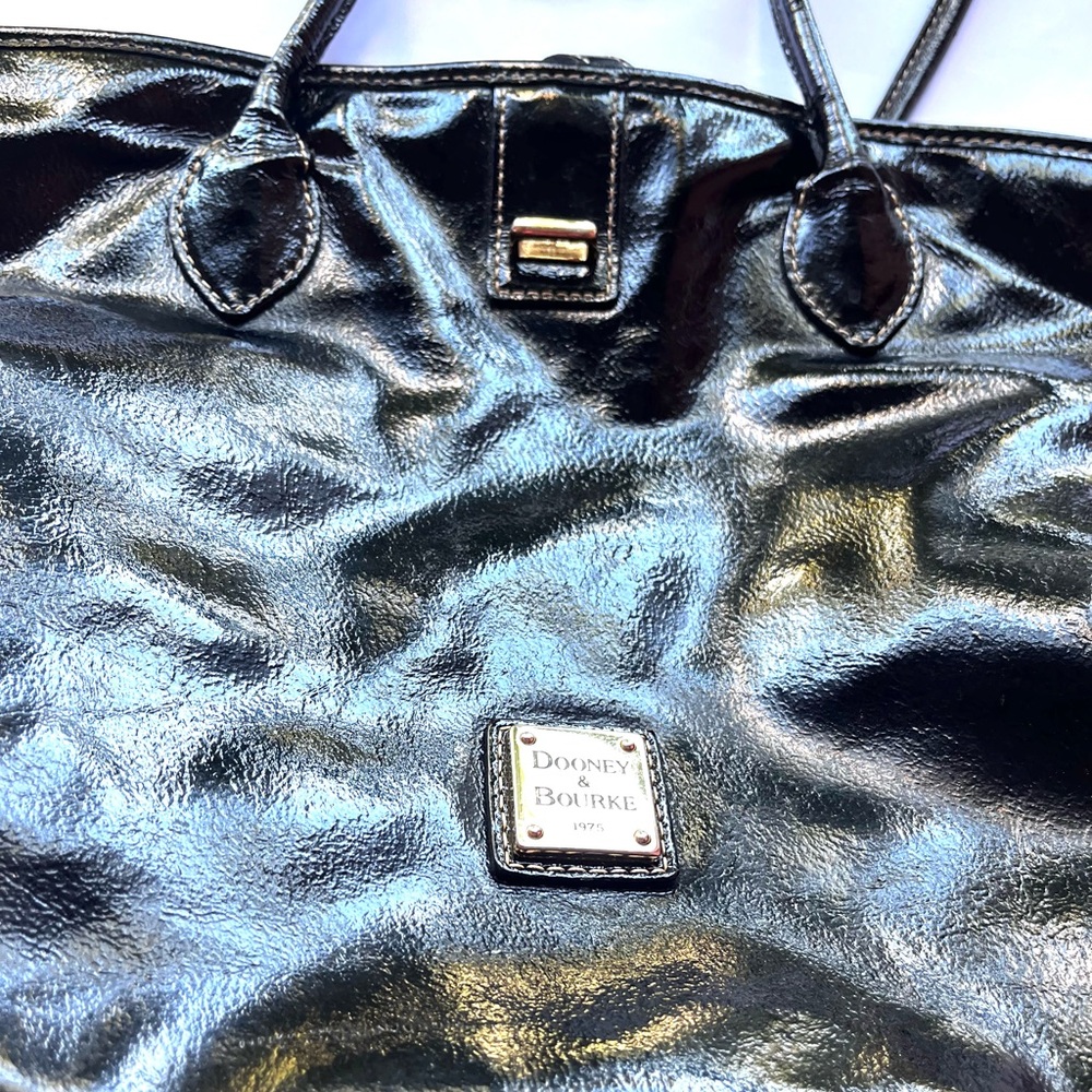 Dooney & Bourke Black Patent Leather Tote Bag - Picture 7 of 9